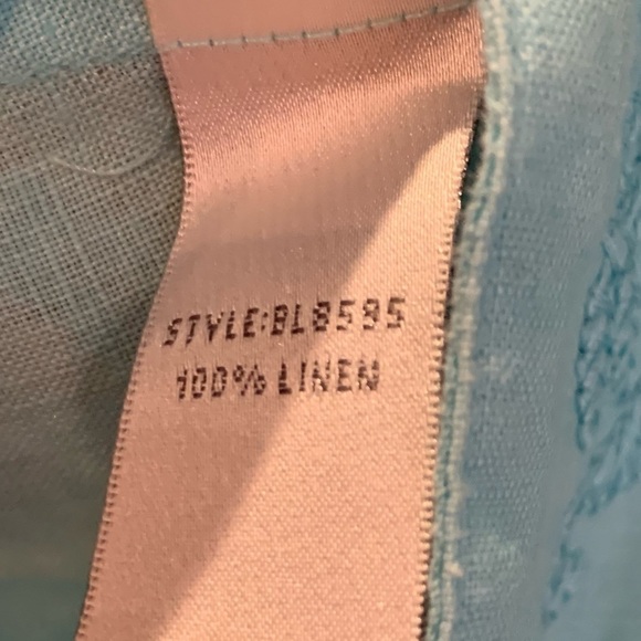 100%Linen Embroidered Button Front Shirt - Picture 9 of 9